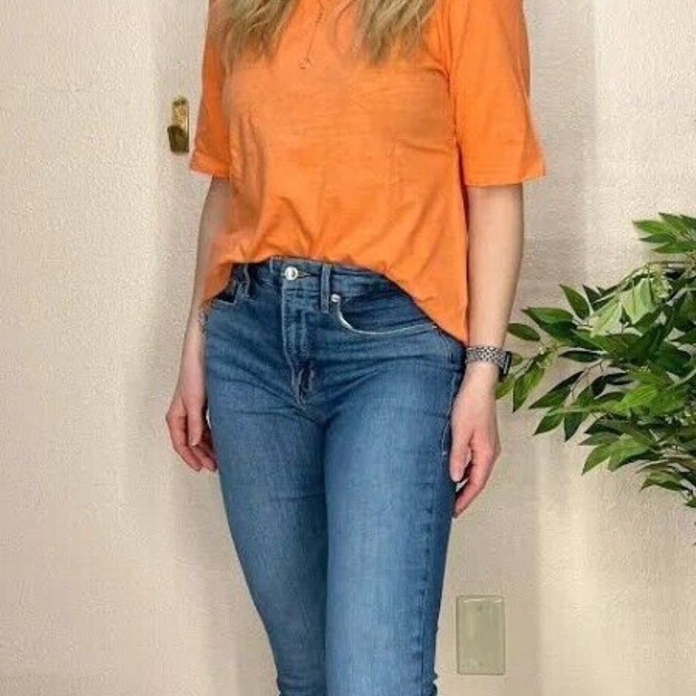 Eileen Fisher Women's Orgenic Cotton Blend T-Shirt Short Sleeve Orange  XXSTTP
